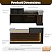 Laxodor 86.6“L-Shaped Reception Desk with Counter,Modern Reception Desk,Front Counter Table with Adjustable File Cabinet & Keyboard Tray,for Office, Hotel,Financia/Law Firms (Brown+Gray+White)