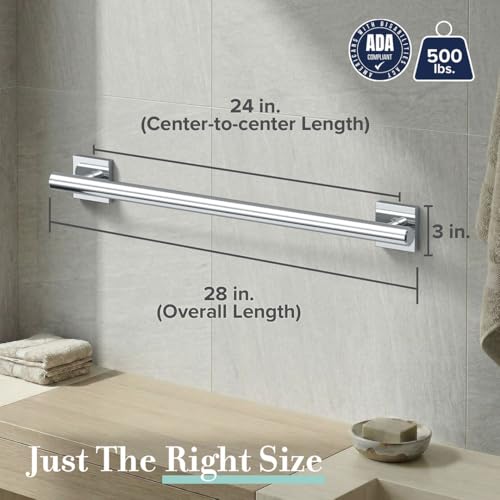 Image of Gatco 944 Elevate 24 inch L Grab Bar, Chrome /ADA Compliant Stainless Steel Safety Grab Bar for Bathroom