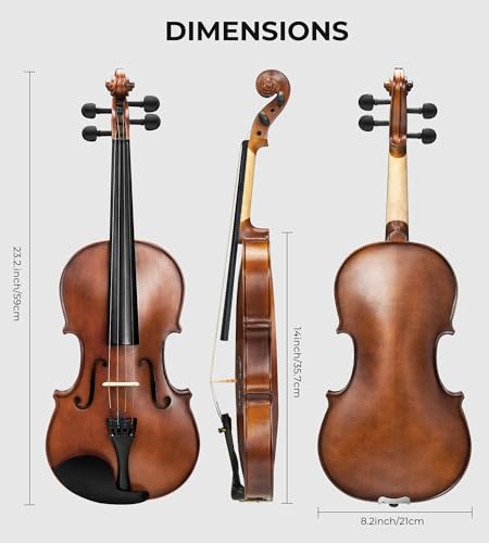 image for Vangoa 4/4 Solid Wood Acoustic Violin Full Size Fiddle Set for Beginne