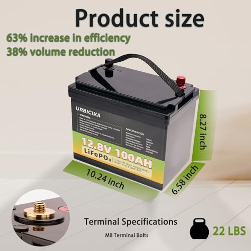 12V 100AH LiFePO4 Lithium Battery 15000 Cycles 100A BMS for RV, Solar, Trolling Motor, Travel Trailer, Energy Storage Battery