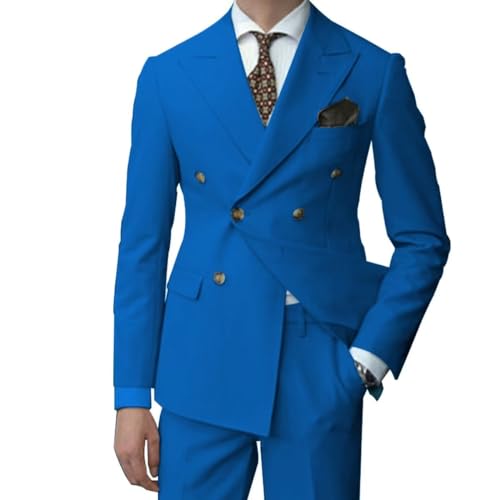 YUVUXE Men's Formal Big Tall 2 Pieces Suit 2 Buttons Wedding Jacket Pants,Customizable4