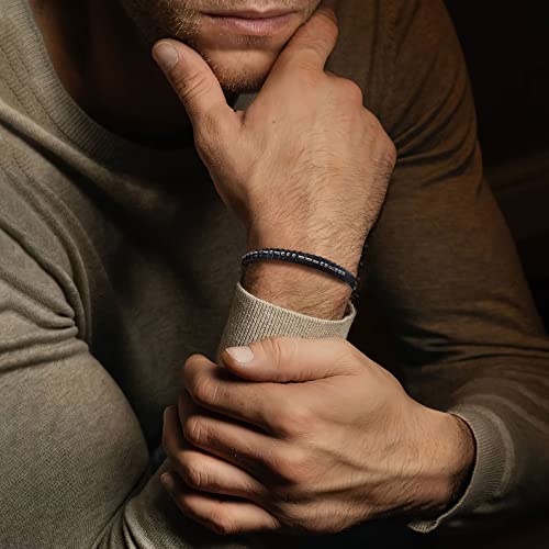 Pulsera para Hombre Código Morse Cuero 7.5 in miniatura 2