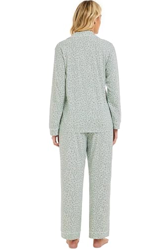 Image of LUBOT 100% Cotton Pajamas for Women Pajama Set 2 Piece PJ Sleepwear Set Soft Ladies Button Knit Long Sleeve Loungewear XS-XXL