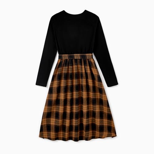 PATPAT Family Matching Outfits Mommy and Me Dresses Matching Set Long Sleeve Plaid Midi Dress and Casual Button Down Shirts3