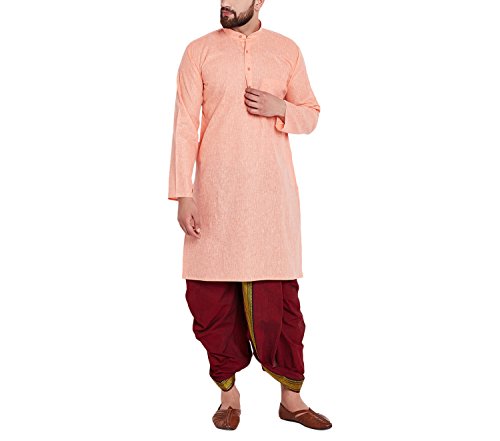 Image of SOJANYA (Since 1958 Men's Brown and Black Cotton Dhoti Kurta Set