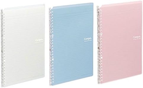KOKUYO Campus Easy-Carry Slim Binder Smart-Ring B5 26-Ring Set OF 3 (Light Pink, Light Blue & Clear, B5), Blue,Pink