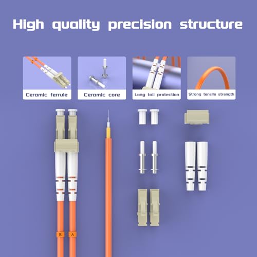 Image of 10Meters 32ft LC /UPC-FC /UPC Multi-Mode Fiber Optic Cable LC to FC OM1 Jumper Optical Patch Cord Duplex 62.5 /125um Orange LC-FC