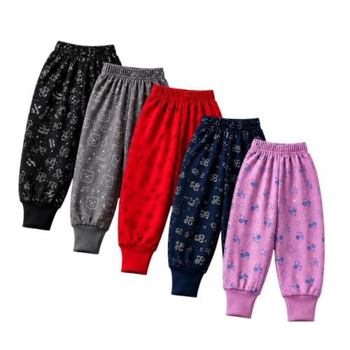 Image of superminis Unisex Baby Cotton Pyjama Set| Elegent Mix Color Printed Bottom Wear for Toddler (Pack of 5)