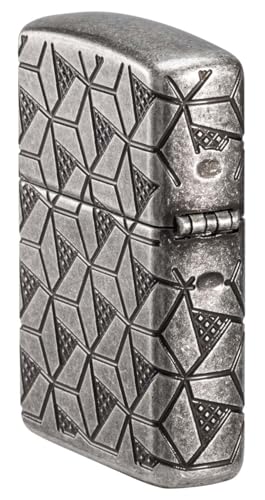 Zippo Armor encendedor geométrico plateado antiguo miniatura 3