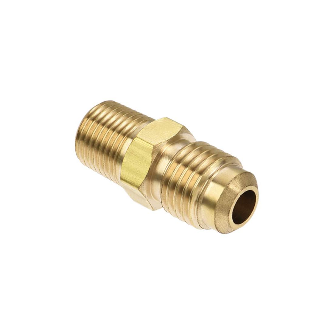 MACHSWON Brass Pipe Fitting, 1/4 SAE Flare to 1/8 NPT Male Thread, Tubing Adapter Hose Connector for Air Conditioner Refrigeration 1pcs