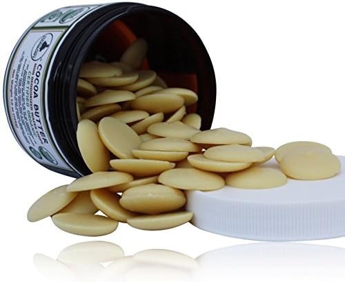 Cocoa Butter Wafers (Non-Deodorized) Best Premium Authentic Certified Organic 7.0 oz Jar. Rich In Antioxidants From Cacao Bean. Pleasant Rich Strong Chocolate Aroma, 7.0 Ounce Jar)