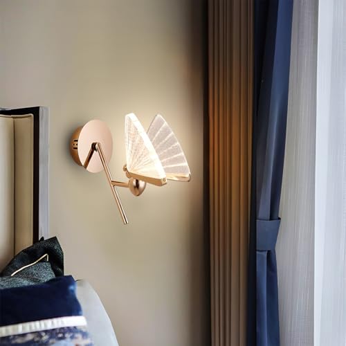 Image of Smartway Linda 6W Butterfly Modern LED Wall Lamp | 3 Color Modes | Decorative Wall Light for Living Room, Bedroom, Bedside & Home Decoration | Gold | 1-Year Warranty