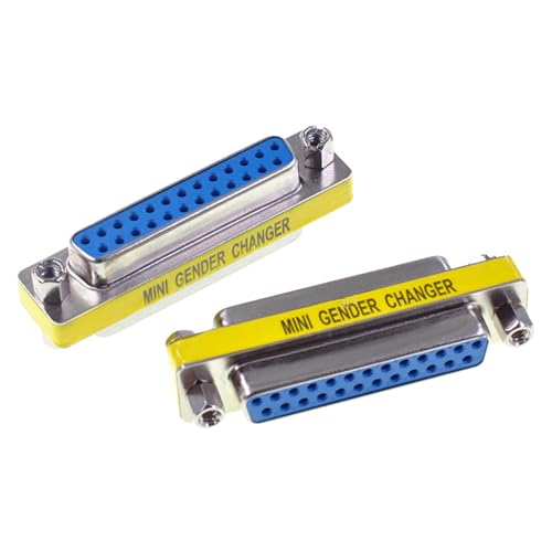 Oiyagai 2Pcs DB25 25 Pin Gender Changer D-SUB 25Pin Coupler Serial Cable Gender Changer RS232 VGA Adapter Connetor (Female to Female)