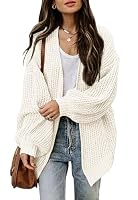 Jhsnjnr Women's Fashion Chunky Knit Cardigan Open Front Long Sleeve Oversized Sweaters Outwear Beige