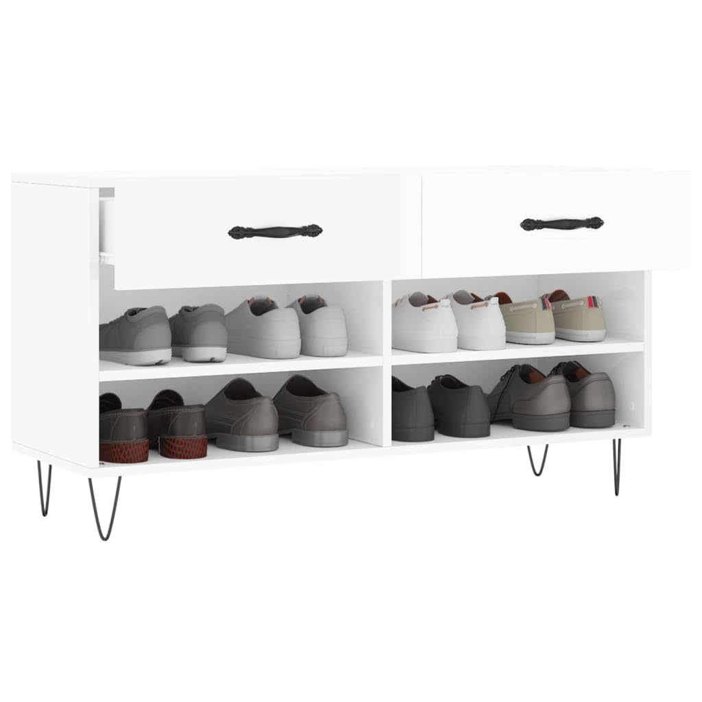 VidaXL Schuhbank Mit 2 Schubladen & 4 Fächern – Stauraum, Sitzbank, Modern In Weiß (102x35x55 Cm)