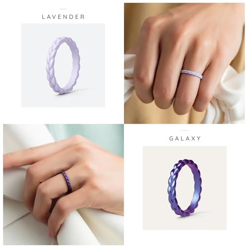 ThunderFit Silicone Rings Wedding Bands for Her, Braided Engagement Rings, 2.7mm, 1.8mm, Breathable Rubber Engagement Bands, Variety Multipack 4/5/7/8/10 by ThunderFit - Used condition - Image 2