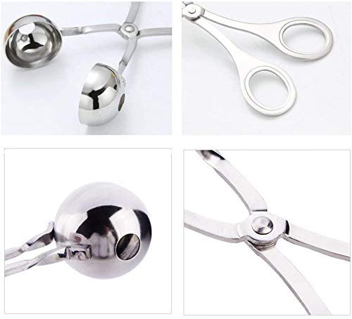 TERXA Stainless Steel Meat Ball Maker, Cake Pop Maker, Melon Baller Meatball Maker Non Stick Spoon New Steel Meat Balls Fish Rice Ball, Cookie Dough Scoop for Kitchen (Silver) 2