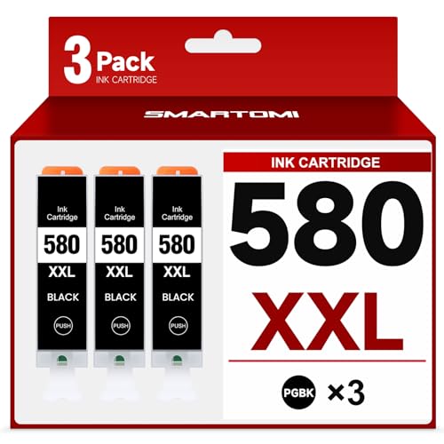 PGI-580 XXL Druckerpatronen Kompatible für Canon 580 PGBK Schwarz für Pixma Pixma TR8550 TR7650 TR7550 TR7500 TS705 TS705a TS6350 TS6350a TS9550 TS6250 TS8250 (3er-Pack)