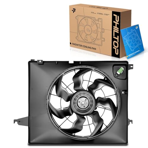 PHILTOP 621493 Radiator Cooling Fan Assembly, Compatible with 2011-2013 Sorento, 2010-2012 Santa Fe, Replace # 621493, 253801U201, 253801U200, 253801U100