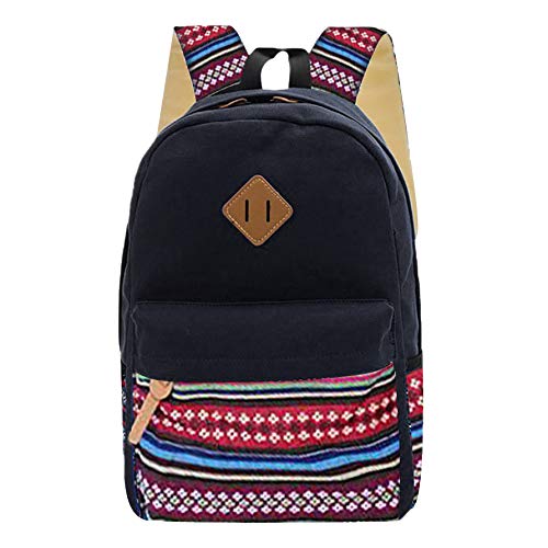 Patchwork Student Backpack, Nylon Big Capacity Zipper Closure Shoulder Bag, Teens Waterproof Durable