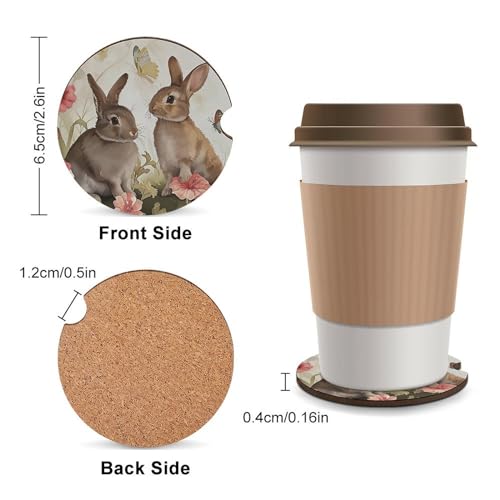 4 posavasos para auto lindos Bunny universales 2.56 pulg miniatura 2
