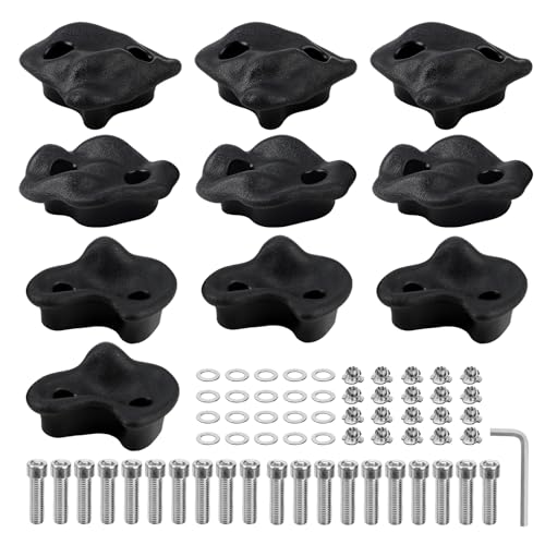 10 Pack Rock Climbing Holds Extra Large for Kids and Adults, Rock Wall Climbing Holds, Indoor and Outdoor Rock Wall Kit, DIY Indoor Outdoor Playground Backyard Park Play Set (Black)