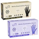SwiftGrip Disposable Nitrile Exam Gloves, Medium, Box of 100, Nitrile Gloves Disposable Latex Free for Medical, Cleaning, Cooking & Esthetician, Powder-Free, Food-Safe,