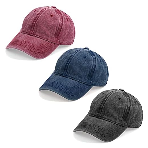 3PCS Classic Baseball Cap, Low Profile Hats Adjustable Washed Plain Baseball Hat Cap Dad Hat for Men Women (Black+Navy Blue+Burgundy)