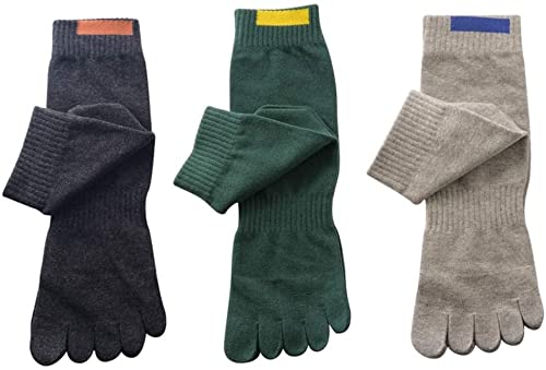 ZHEYANG 3 Pares de Calcetines de Dedo del pie para Hombres,Colores Mezclados,Calcetines Deportivos Gruesos de algodón Desodorante,cómodos y Secos Model:G01106