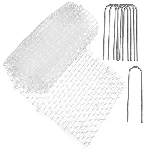 Homarden Transparent Cat Repellent Outdoor Scat Mat (13 ft) - Deterrent Scat Mats for Cats and Dogs - Indoor Outdoor Deterrent Devices - Includes 12 Garden Staples