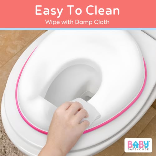Image of BabySafeHouse Potty Training Toilet Seat Cover with Storage Hook, Pink