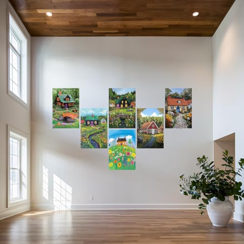 Image of SiddArtify Cottagecore Wall Art Prints Set - Whimsical Farmhouse Poster Decor for Living Room Bedroom - 12x18 inch Sticker Pack of 6