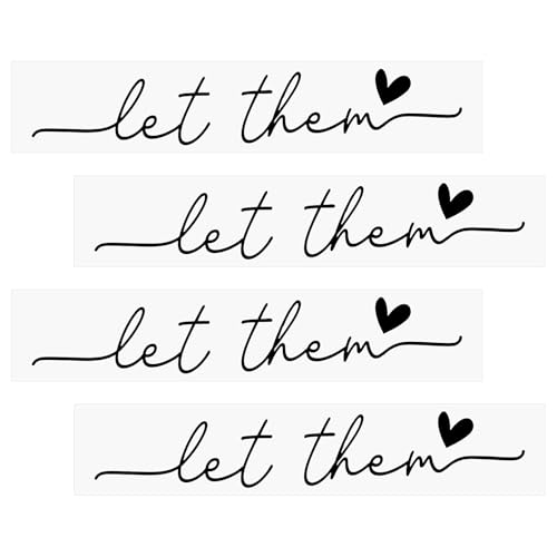 Image of 4 PCS Let Them Mental Health Awareness Rearview Mirror Decal, Self Love Car Decal with Heart Car Stickers Decal for Rearview Mirror or Window, Let Them Mirror Sticker for Girlfriend Boyfriend Gift