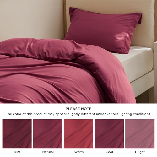 Image of Bedsure Twin /Twin XL Duvet Cover, Soft Double Brushed Bedding Set, Dark Red | For Kids & Adults, 68 inchx90 inch Comforter Cover, Hotel Luxury, All Season, Breathable, Easy Care, Lightweight, Zipper Closure