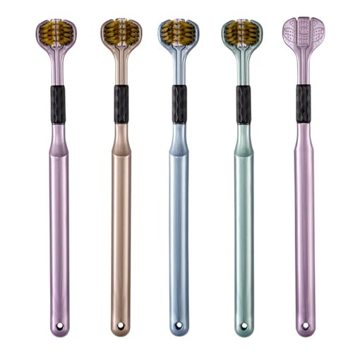Cepillo de dientes para autismo de 3 lados, 5 piezas de cepillo de dientes de lados con cerdas suaves y mango ergonómico, cepillos de dientes manuales antideslizantes para una limpieza completa