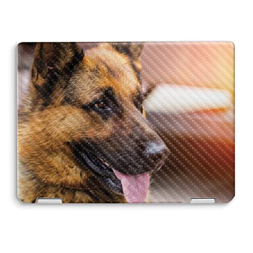 Image of MightySkins Carbon Fiber Skin Compatible with HP Spectre x360 14 inch (2022) Full Wrap Kit - German Shepherd | Protective, Durable Textured Carbon Fiber Finish | Easy to Apply | Made in The USA