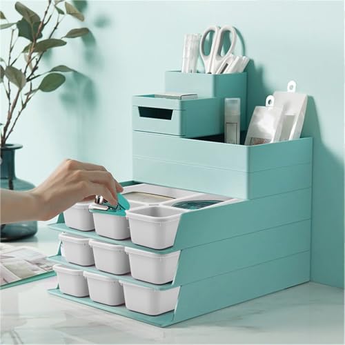 8 Pcs Organisateur Rangement Tiroir Cuisine Organiseur de Rangement Bureau Tiroir Plastique Salle avec 40 Pcs Boule Bntidérapante en Siliconedede Bain Plateaux pour Maquillage, Cuisine(Gris Clair) – vue 7