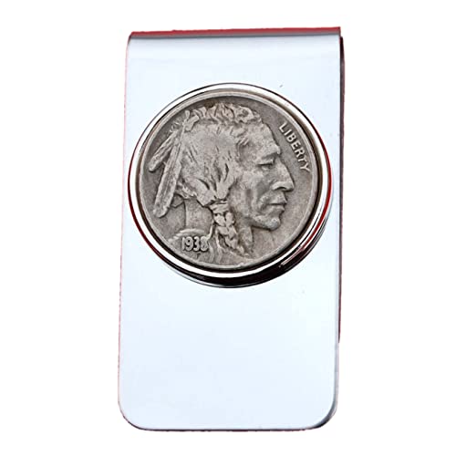 US 1938 Indian Head Buffalo Nickel 5 Cent Coin Stainless Steel Money Clip New