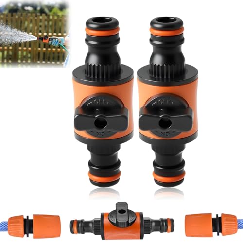 Quick Release Hose Pipe Connector, 2 PCS Garden Hose Joint Connector in Lines Water Hoses Fittings Hosepipe Connectors Shut Off Valve Garden Hoses Connectors & Accessories (Orange)