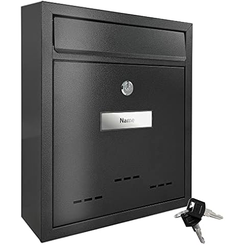 TÄGA 2218 Design Metall Briefkasten schwarz I DIN A4 Einwurfformat I mit Namensschild, Sichtfenster I abschließbar Cover