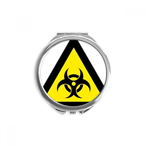 Miroir de poche triangle infection jaune noir compact rond portable de 2,6 pouces