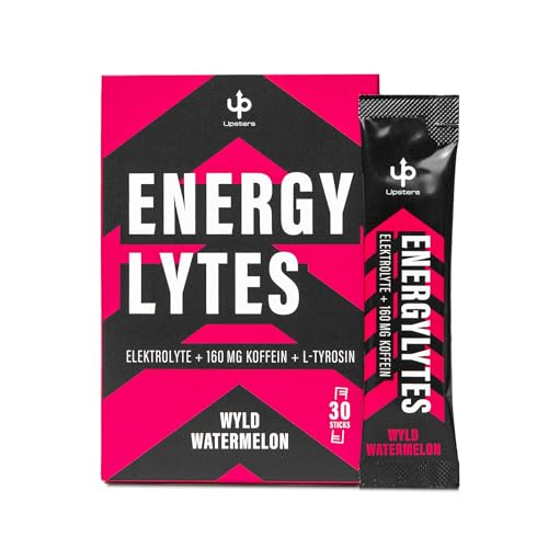 Upsters Energylytes I Elektrolyt Pulver mit 160 mg Koffein I Energy Drink I Konzentration I 30 Portionen zur Hydrierung I Zuckerfrei und mit L-Tyrosin I Für Sport & Party I Wassermelone