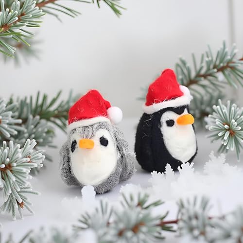YIEUR 4 Stück Pinguine Anhänger Weihnachts, Mini Pinguine Filz...