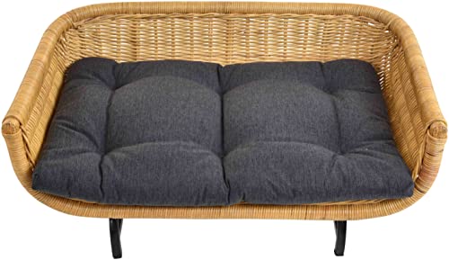 Krines Home Exklusiver Retro-Design Hundekorb Hundebett Tierkorb Haustier Bett Groß aus Rattan mit Kissen/Modernes Bett für Katzen und Hunde Grösse XL (Honig)
