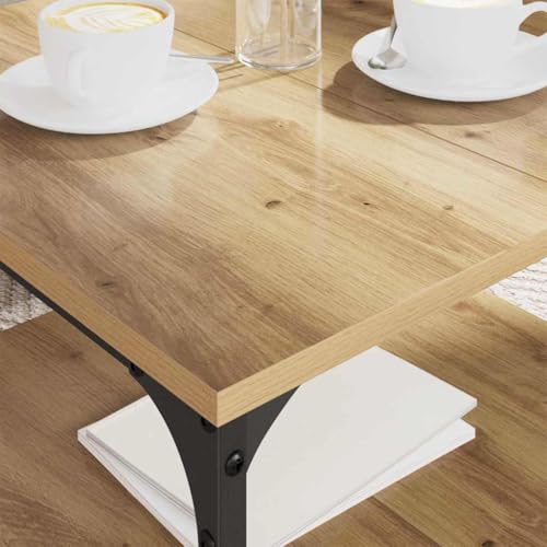 Table basse industrielle pour optimiser un petit salon encombré grâce au rangement