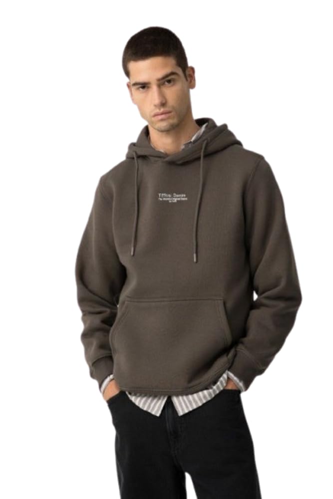 Tiffosi Sudadera Hombre con Capucha y Bolsillo Canguro - Marrón