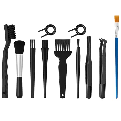 PC Reinigungs-Set 11 Teile Antistatik-ESD-Bürsten mit 9 Bürsten & 2 Tastenabziehern, Nylon Tastaturreinigungsbürste für Laptop, PC und elektronische Geräte, kompaktes Reinigungs-Set