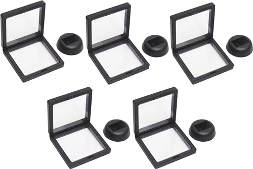 オーディオファン ルースケース コレクション ジュエリー アクセサリー ディスプレイ 9cm×9cm×2cm 台座セット ブラック 5点セット