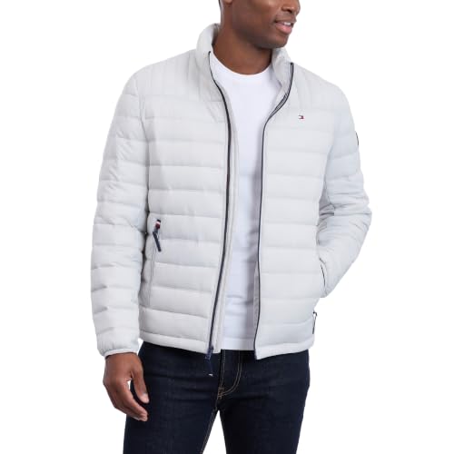 Image of Tommy Hilfiger Mens Embroidered Logo Puffer Jacket