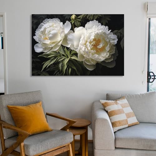 Toile pivoines blanches pour sublimer un mur vide de chambre à coucher - 6